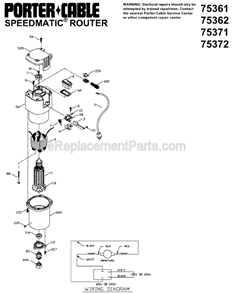 Page A Diagram and Parts List for 75372  Porter Cable Router